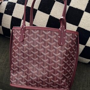 Mini Faux Leather Burgundy Tote Bag